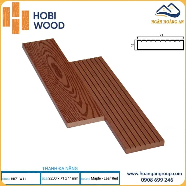 Thanh Đa Năng Gỗ Nhựa Ngoài Trời Hobi Wood HB71W11